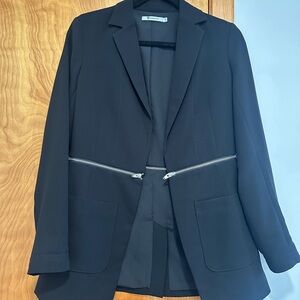 Alexander Wang Black Blazer with Silver Zipper Accents